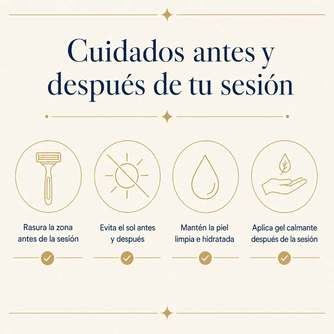 Infografía de cuidados antes y después de la sesión en Revib