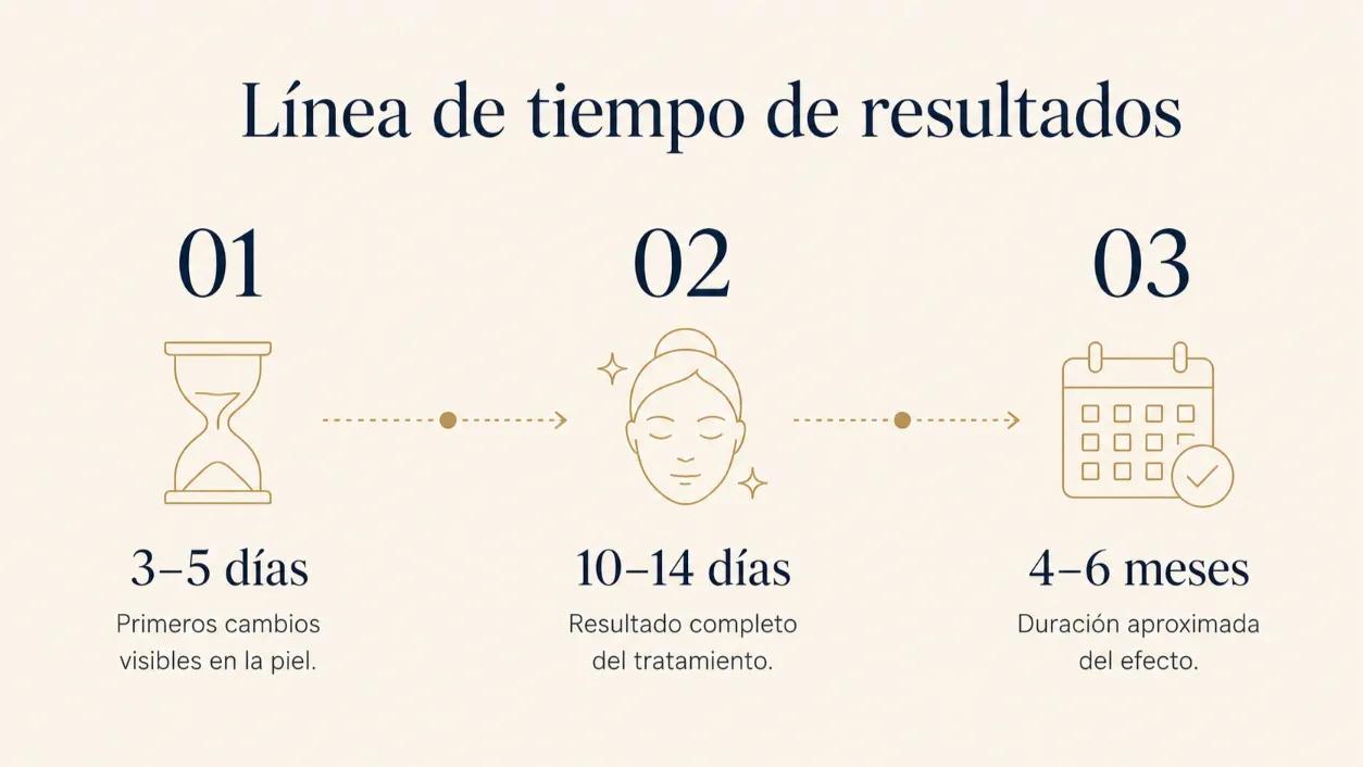 Línea de tiempo de resultados del botox facial
