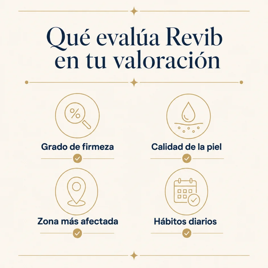 Qué evalúa Revib en la valoración de flacidez facial