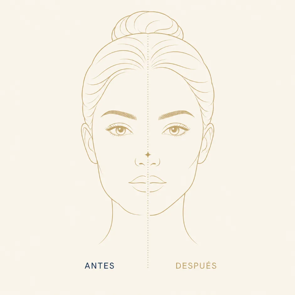 Comparación antes y después del tratamiento en la piel