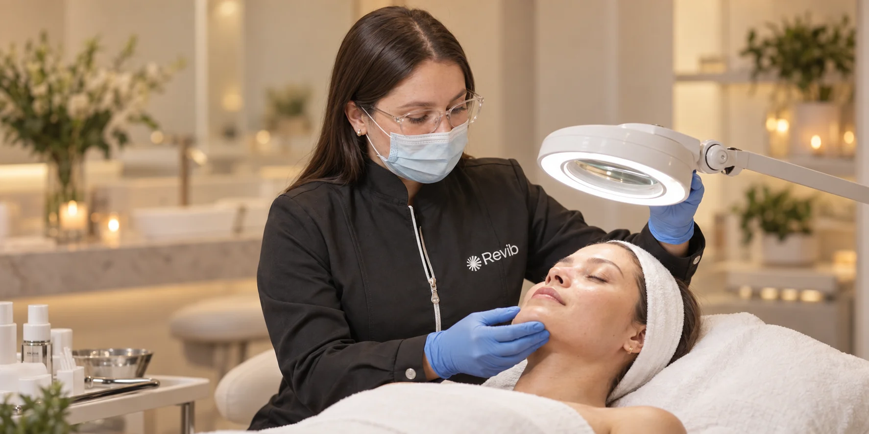 Valoración de piel previa a la limpieza facial profunda en Revib
